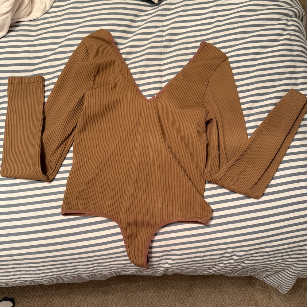 Ribbed Brown Bodysuit